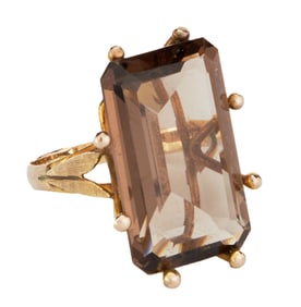 Olivia Newton-John | 14K Gold Large Smoky Quartz Ring