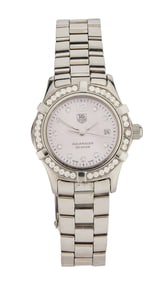 Oliva Newton-John | TAG Heuer "Aquaracer" Stainless Steel and Diamond Wrist Watch