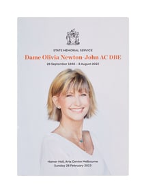 Olivia Newton-John | Program from Her State Memorial Service