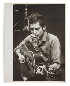 Bob Dylan | Large Vintage Photograph From 1961 Recording Session By Don Hunstein