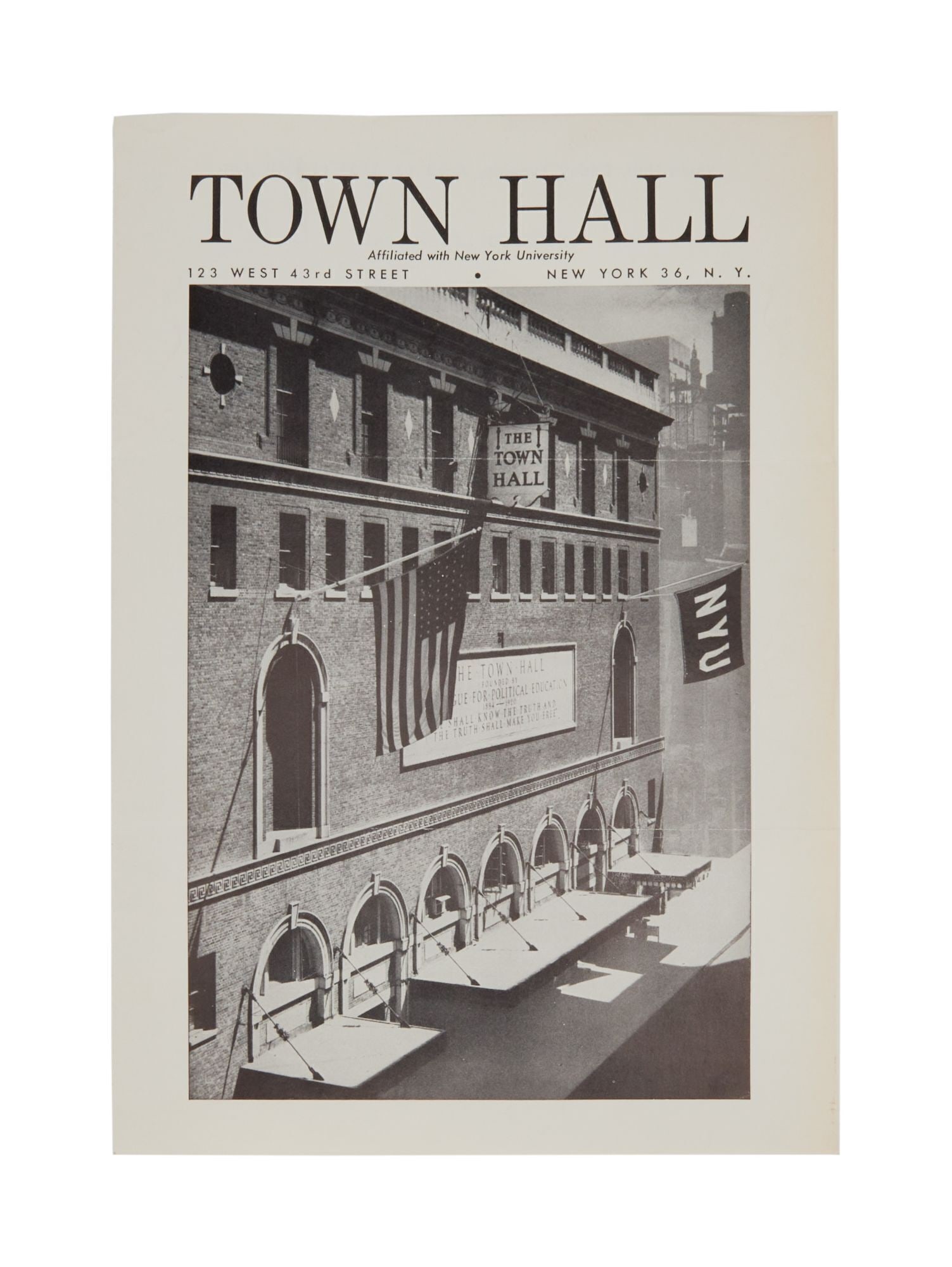 Bob Dylan | April 1963 Town Hall Headline Performance Program: A rare copy of the four page concert program for Bob Dylan's first major solo concert headlining at New York's Town Hall, presented by Harold Leventhal. Prior to this show Dylan played small venues an