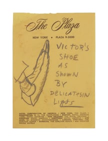 Bob Dylan | Original Pencil Sketch Of A Foot On Plaza Hotel Memo Pad