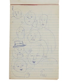 Bob Dylan | Original Ink Sketches On Writing Tablet