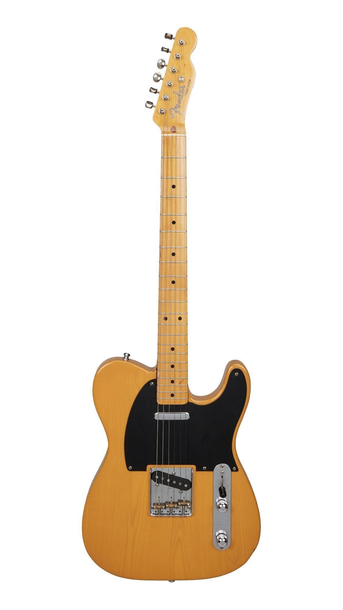Bob Dylan | Owned and Played 1983 Fender Telecaster, Butterscotch Blonde With Magazine and Photos: A 1983 Fender Japan TL-52 electric guitar, with neck plate serial #V006978 and bridge serial #5084, in butterscotch blonde finish. Large, black “BOB DYLAN” stamps found on both the neck he