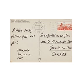 Leonard Cohen | Postcard to Aviva And Irving Layton