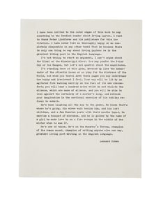 Leonard Cohen | Unpublished Introduction Letter For Irving Layton Book