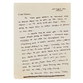 Leonard Cohen | 1972 Letter From Suzanne Elrod to Aviva Layton