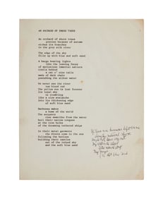 Leonard Cohen | Annotated Typed Manuscript "An Orchard Of Shore Trees" Poem
