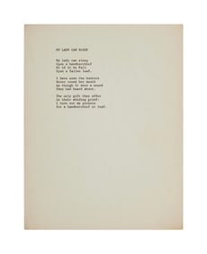 Leonard Cohen | Typed Manuscript "My Lady Can Sleep"