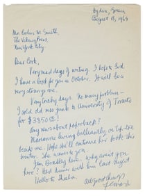 Leonard Cohen | 1964 Handwritten Letter Regarding Sale Of Papers To University Of Toronto