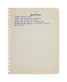Leonard Cohen | Handwritten "A Person Who Eats Meat"