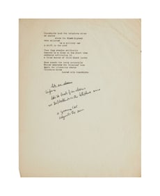 Leonard Cohen | Annotated Typed Manuscript With Early Reference To Birds On Wires