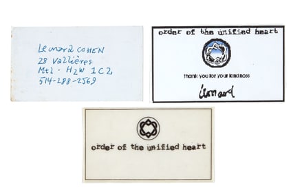 Leonard Cohen | Three Contact Cards