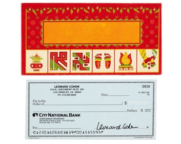 Leonard Cohen | Signed Check With Envelope
