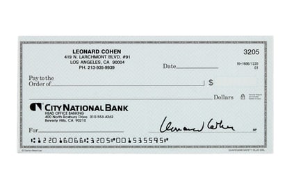Leonard Cohen | Signed Check