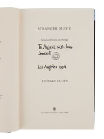Leonard Cohen | Stranger Music Inscribed To Anjani Thomas