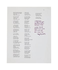 Leonard Cohen | Annotated Working Manuscript for "There For You"