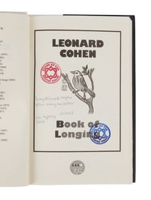 Leonard Cohen | Book Of Longing Inscribed To Anjani Thomas