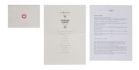 Leonard Cohen | Memorial Program and Reading
