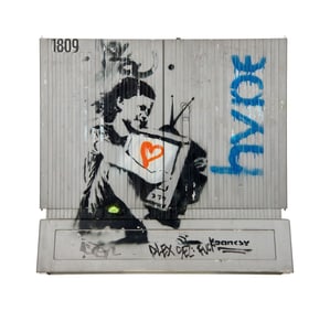 Banksy | "TV Girl" Original Berlin Germany Street Art Mural Painting
