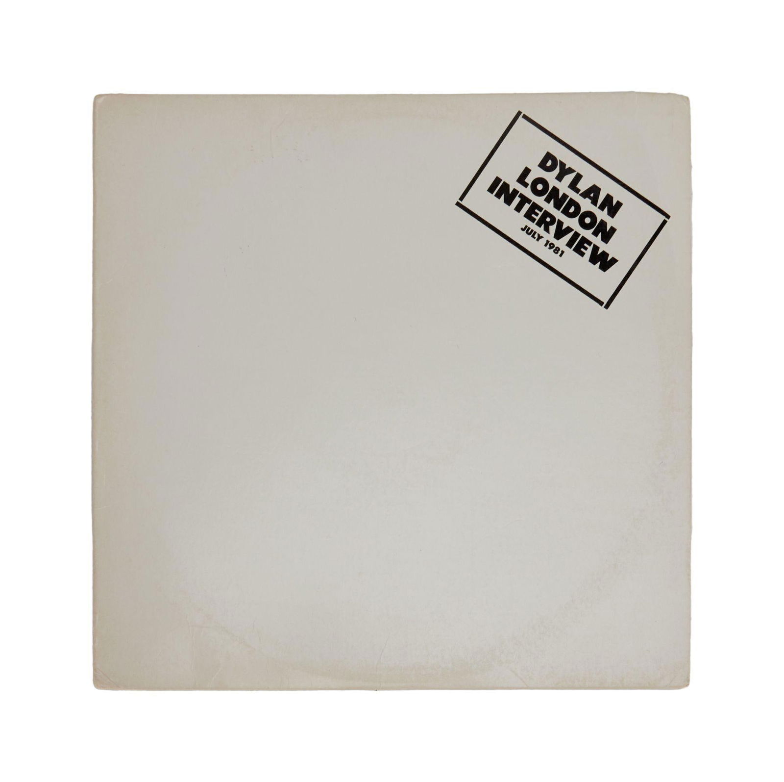 Bob Dylan | 1981 London Interview Record Album: An original vinyl pressing of the Bob Dylan record album, "Dylan London Interview - July 1981" (AS 1259). 12.25 x 12.25 inches
