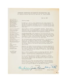 Harry Belafonte | Airlift-Africa Letter Related to Barack Obama, Sr.