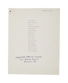 Harry Belafonte | 1961 Performance List for a Dr. Martin Luther King, Jr. Event