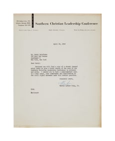 Harry Belafonte | Martin Luther King, Jr. Signed 1964 Letter