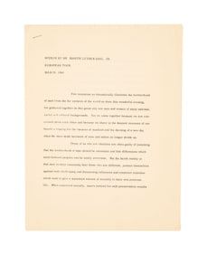 Harry Belafonte | Personal Copy of Dr. Martin Luther King, Jr.'s 1966 European Tour Speech