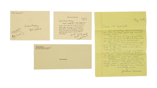 Harry Belafonte | Jonathan Demme Handwritten Letter and Notecard
