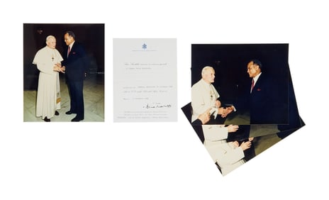 Harry Belafonte | Four Photos with Pope John Paul II With Note