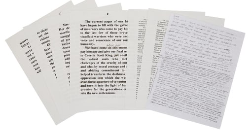 Harry Belafonte | Handwritten Notes for a Eulogy of Coretta Scott King