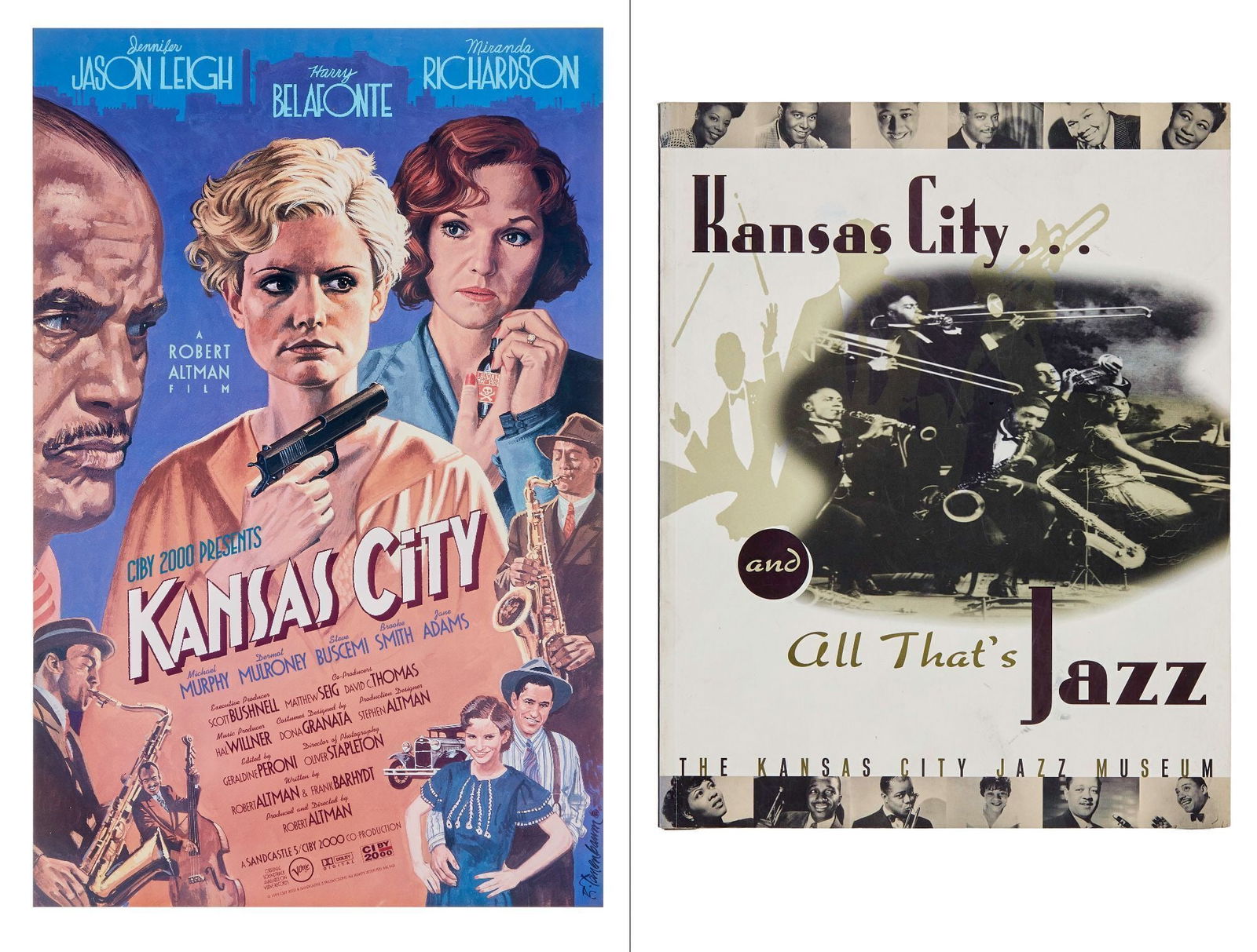 Harry Belafonte | "Kansas City" Film Poster With Book: A U.S. one-sheet film poster for Robert Altman's Kansas City (Fine Line Features, 1996). Belafonte played a rare villain role as Seldom Seen, a mob kingpin and jazz club and casino owner. He loved pla