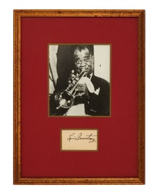 Harry Belafonte | Louis Armstrong Signed Cut Sheet with Photo