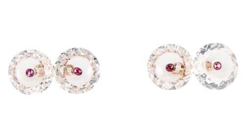 Harry Belafonte | Art Deco Rock Crystal and Ruby Cuff Links