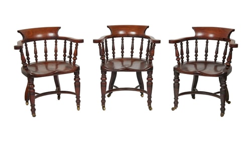 Harry Belafonte | Set of Three English Elm Captain's Chairs