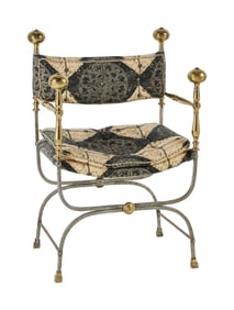 Harry Belafonte | Italian Wrought Iron and Brass Savonarola Chair