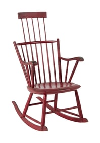 Harry Belafonte | Red Painted Windsor Rocking Chair