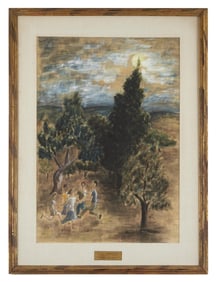 Harry Belafonte | Vintage Framed Israeli Drawing Awarded to Belafonte