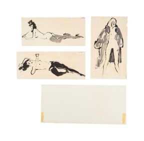 Playboy | LeRoy Neiman Set of Three December 1955 Drawings of Prototype Femlins