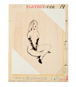 Playboy | LeRoy Neiman Set of Three February 1956 Drawings of Prototype Femlins