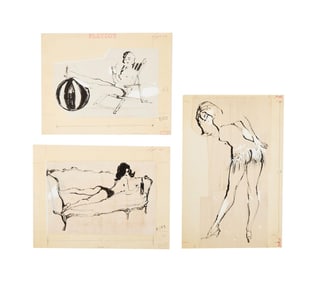 Playboy | LeRoy Neiman Set of Three Assorted Femlin Drawings