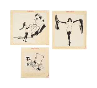 Playboy | LeRoy Neiman Set of Three March 1958 Early Femlin Drawings