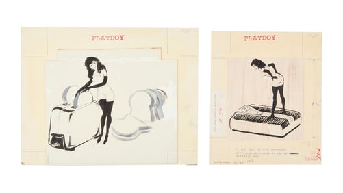 Playboy | LeRoy Neiman Set of Two September 1958 Early Femlin Drawings