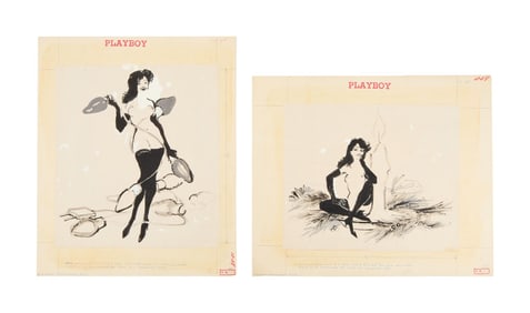 Playboy | LeRoy Neiman Set of Three Christmas Themed Femlin Drawings