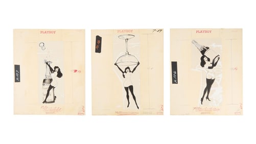 Playboy | LeRoy Neiman Set of Three July 1959 Early Femlin Drawings