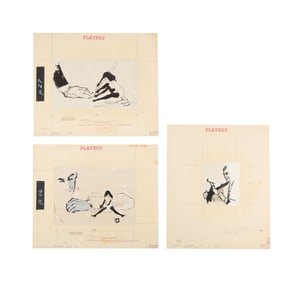 Playboy | LeRoy Neiman Set of Three August 1959 Early Femlin Drawings