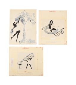 Playboy | LeRoy Neiman Set of Three September 1959 Early Femlin Drawings