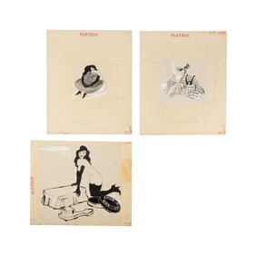 Playboy | LeRoy Neiman Set of Three October 1959 Early Femlin Drawings