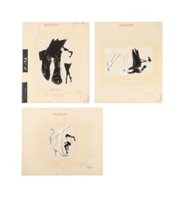 Playboy | LeRoy Neiman Set of Three July 1960 Early Femlin Drawings